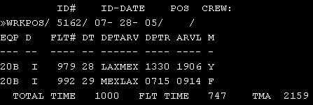 Example of the WRKPOS screen