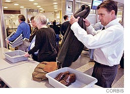 passengers at airport screening lines