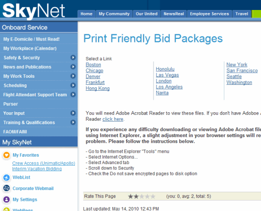 new skynet bid package page