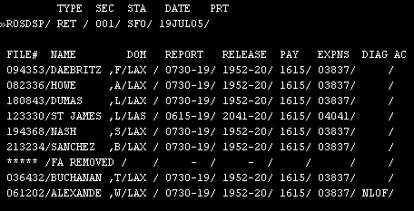 class roster list for RET