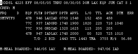 Example of a DSPDSL screen