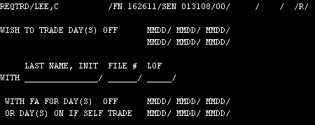 Example of a TRD screen for reserves