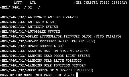 Example of the MEL screen