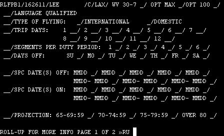 Page 1 of the PERRLF screen
