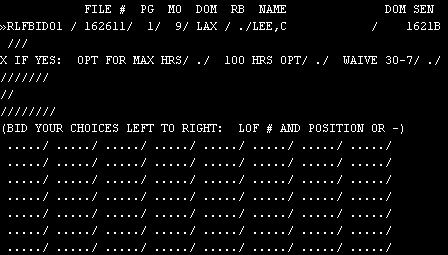 Example of RLFBID screen