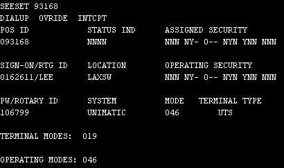Example of the SEESET response